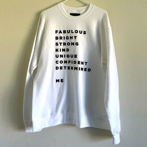 White graphic Sweater Pullover Self inspirational
